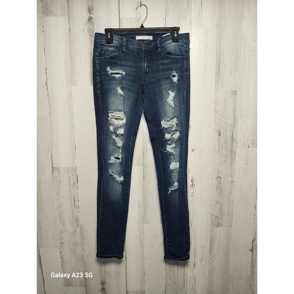 Kancan Jeans Women's Size 27 Blue High Rise Distressed Dark Wash - Picture 1 of 8